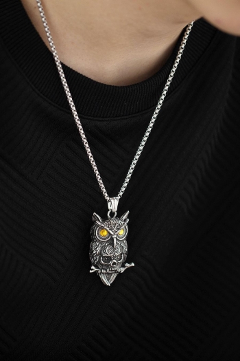one pc retro stainless steel owl and skull pendant necklace(length:3*55cm)