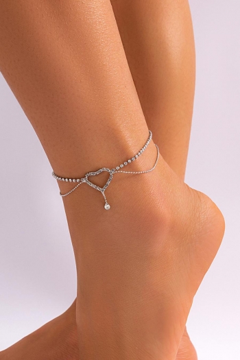 one pc two layer rhinestone hollow heart anklet(length:20+5cm)