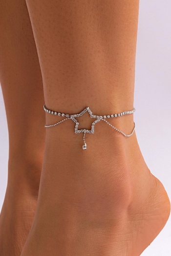 one pc two layer rhinestone hollow pentagram anklet(length:20+5cm)