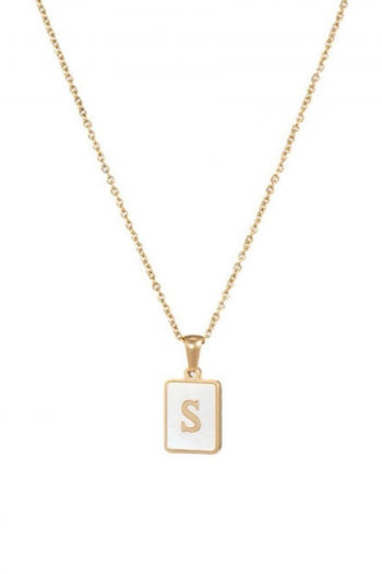 one pc stylish shell letter pendant stainless steel necklace(length:45cm)#s