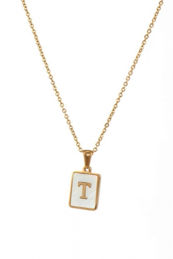 one pc stylish shell letter pendant stainless steel necklace(length:45cm)#t