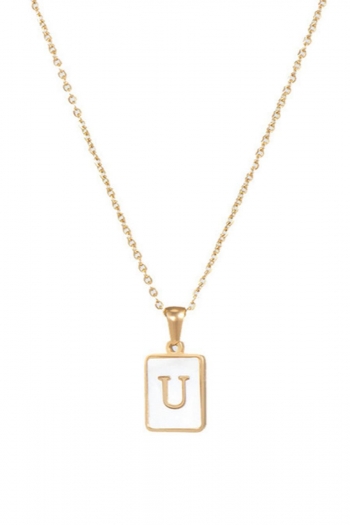 one pc stylish shell letter pendant stainless steel necklace(length:45cm)#u