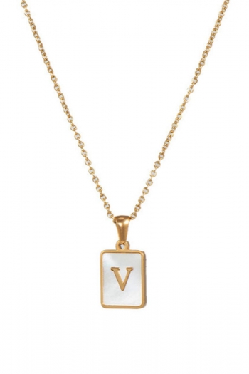 one pc stylish shell letter pendant stainless steel necklace(length:45cm)#v