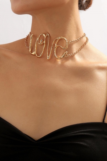 one pc letter love hollow necklace(length:33-41 cm)