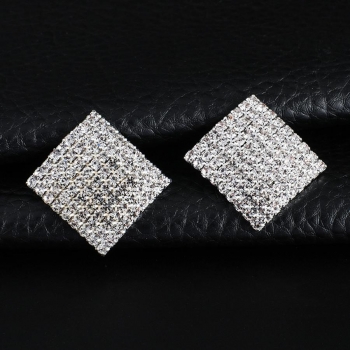 one pair square rhinestone earrings(length:2.5cm)
