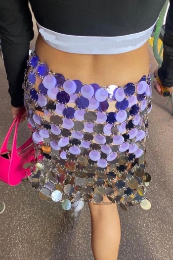 sexy metal sequins mini skirt body chain
