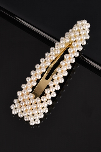 one pc water drop pearl hollow hair clip(length:9cm)