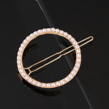 one pc pearl simple round hollow hair clip(length about:6cm)