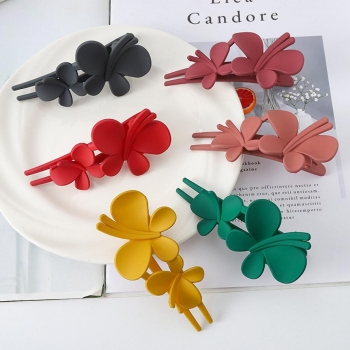 one pc butterfly frosted candy colored plastic hair clip(length:10.5cm)