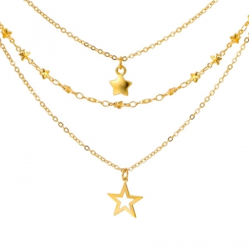 one pc three layer alloy stars necklace(mixed length)
