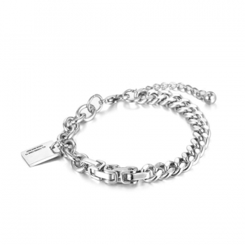 one pc titanium steel hip hop rectangular pendant couple bracelet(length:21+3cm)