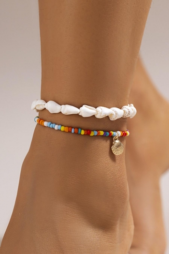 two pc set beach pearl shell anklet(length:20+5cm)