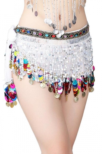 one pc stylish new sequin tassels decor chiffon lace-up waist chain(height:25cm)