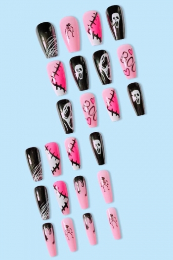 twenty four pcs halloween funny face fake nails x3 boxes(with 3 pcs tapes)