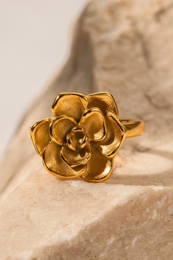 one pc stainless steel camellia adjustable ring(length:1.86cm)