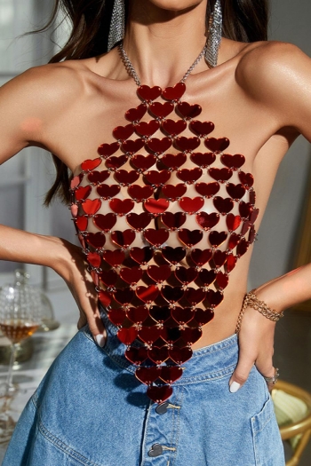 sexy new metal chain heart acrylic halter neck body jewelry
