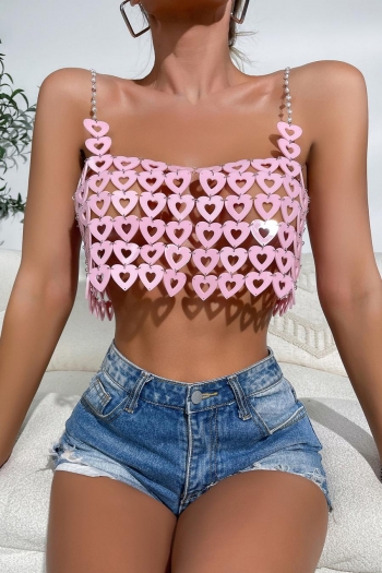 sexy new metal chain pink heart acrylic stitching sling body jewelry
