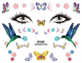 five pc set butterfly bird glitter waterproof face stickers(size:158*120mm)