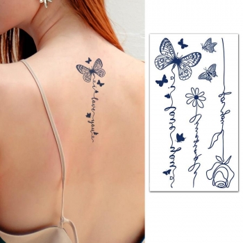 four pc set butterfly semi-permanent waterproof tattoos stickers(size:160*90mm)