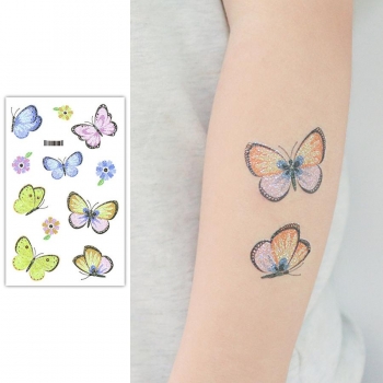 six pc set for kid glitter butterfly tattoos stickers(size:120*75mm)