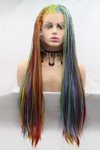 one pc high quality front lace synthetic rainbow braid wigs (length:24 inch)