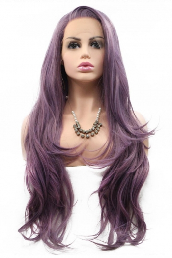 one pc high quality front lace synthetic long curly wigs (length:24 inch)