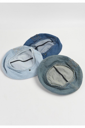 one pc retro pocket design distressed denim beret 56-59cm