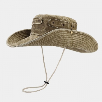 one pc retro big brim brass buckle patch adjustable sun hat