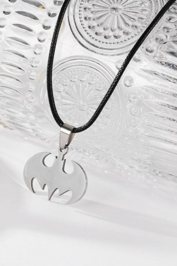 one pc stainless steel bat pendant leather rope necklace(length:43.2+4.7cm)