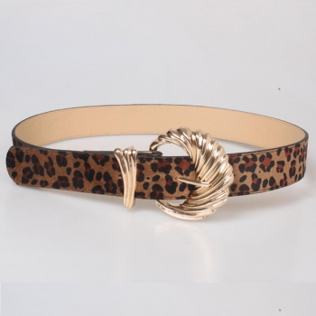 one pc stylish new leopard pu alloy button belt(length:108cm, width:3.8cm)