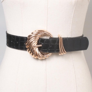 one pc stylish new stone pattern pu alloy button belt(length:108cm, width:3.8cm)
