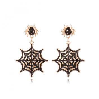 one pair halloween spider web earrings(length:4.8 cm)