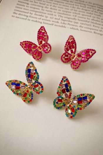one pair butterfly rhinestone hollow earrings(length:2.5cm)