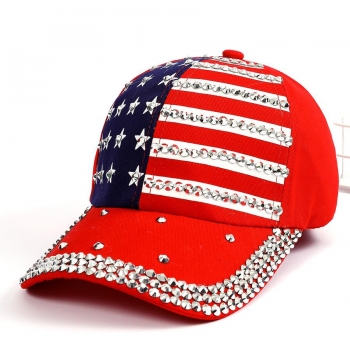american flag print one pc denim 3 colors rhinestone casual baseball cap 58-60cm