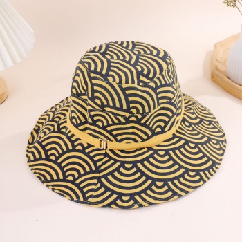 one pc 4 colors stripe printing big brim stylish bucket hat 58-60cm