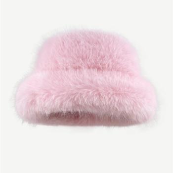 one pc autumn and winter wide brim thickened faux fur bucket hat