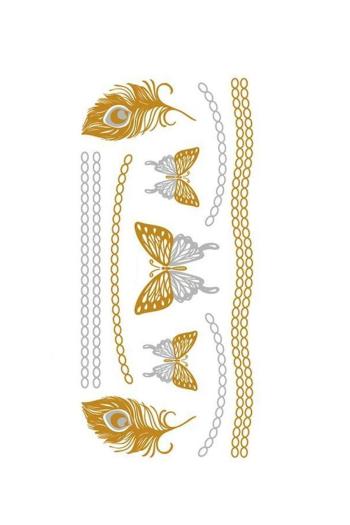 two pc waterproof butterfly peacock feather tattoo sticker(length:102*210mm)
