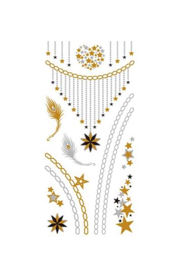 two pc waterproof stars peacock feather tattoo sticker(length:102*210mm)