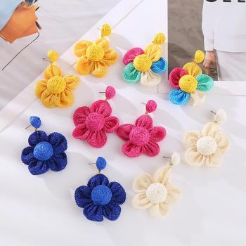 one pair new stylish flower shape weave earrings(length:7cm)
