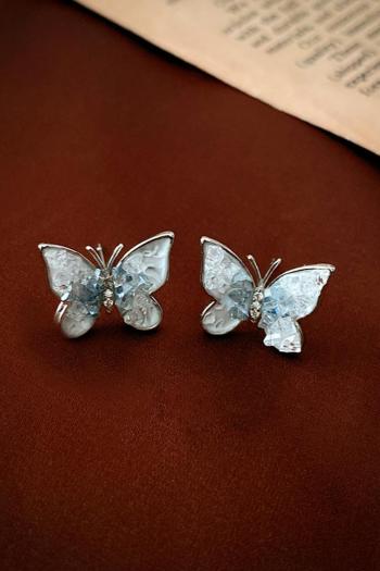 one pair butterfly rhinestone earrings(length:1.7*1.4cm)