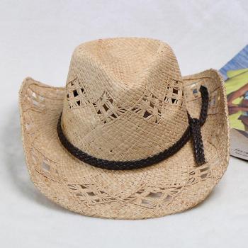 one pc raffia breathable hand-woven hat 55-58cm