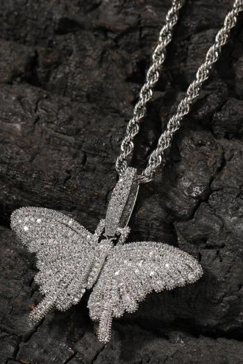one pc stylish new rhinestone butterfly stainless steel necklace(length:60cm)