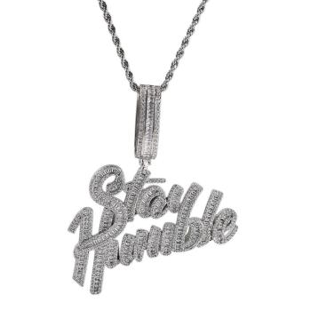 one pc stainless steel letter rhinestone necklace(length:60cm)