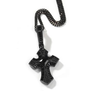 one pc rhinestone stainless steel cross necklace(length:60cm)