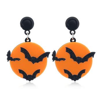 halloween one pair acrylic pumpkin bat glitter earrings(length:5cm)
