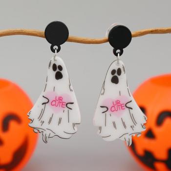 halloween one pair acrylic letter ghost earrings(length:5.7cm)