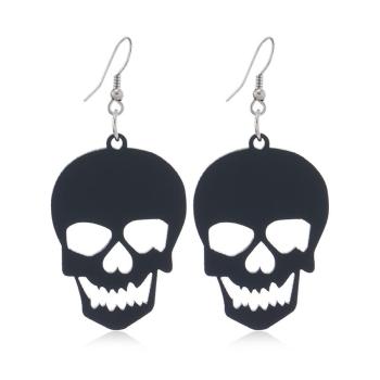 halloween one pair acrylic heart shape hollow skull earrings(length:6.5cm)