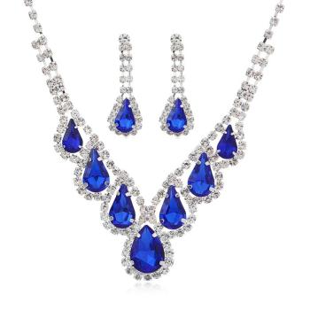 two pc set contrast color wedding water droplets necklace earrings(mixed length)