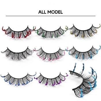 halloween one pair sequins curly cross fake eyelashes(length:32mm)
