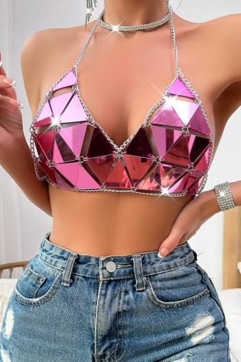 sexy triangular acrylic splicing halter neck bikini body jewelry